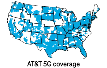 US maps with AT&T 5G coverage